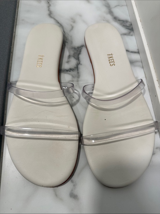 TKEES Shoes - TKEES Gemma flat slide women’s white sandals size 10 B